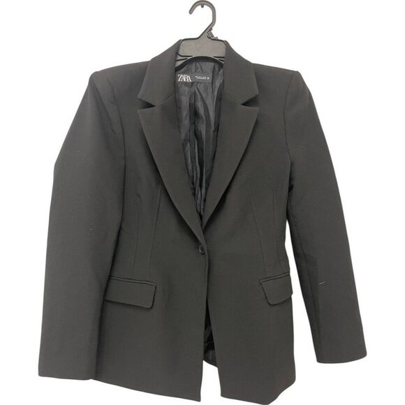 Zara Womens Blazer Suit Jacket L Large Black Classic Long Sleeve NWOT - Picture 1 of 7